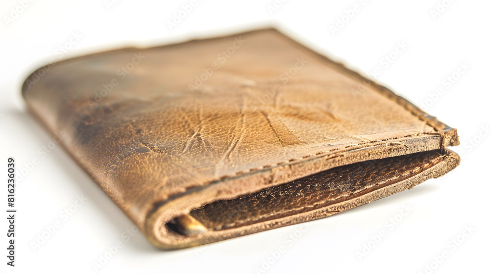 Old Wallet on white background : Generative AI Old Wallet on white background : Generative AI