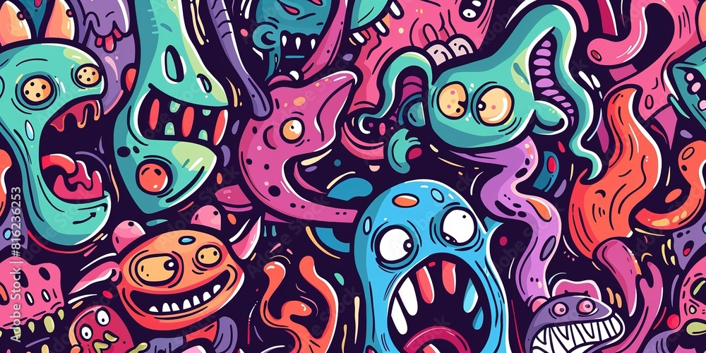 Abstract graffiti cartoon alien monsters Abstract graffiti cartoon alien monsters