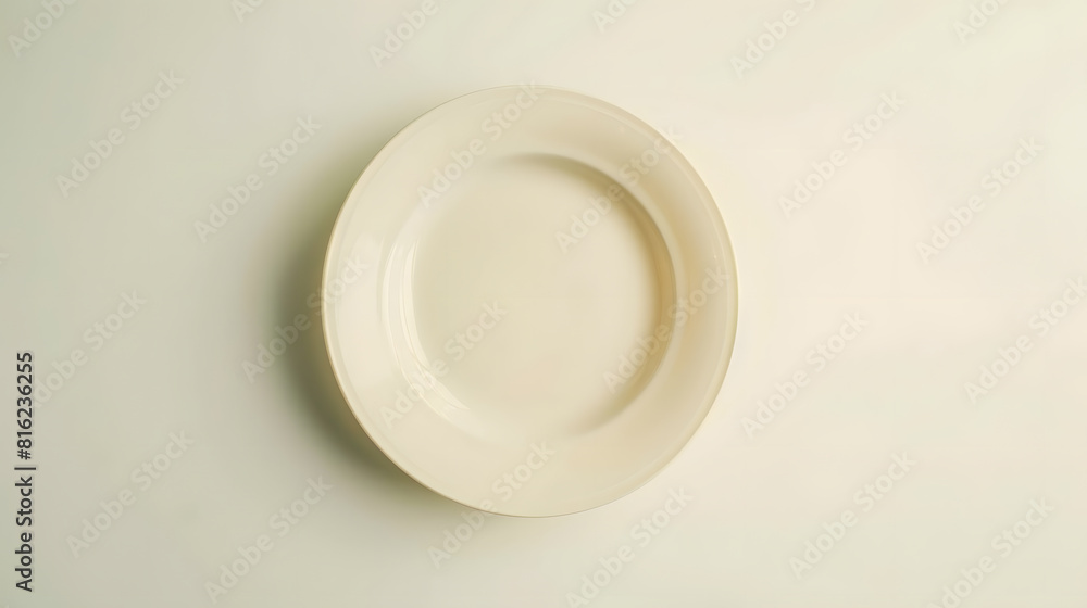 Top view of empty plate on white background : Generative AI Top view of empty plate on white background : Generative AI