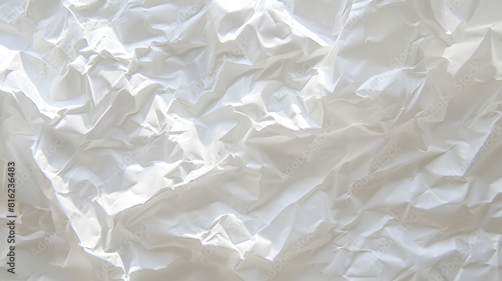 Obraz premium Blank white crumpled and creased paper poster texture background : Generative AI