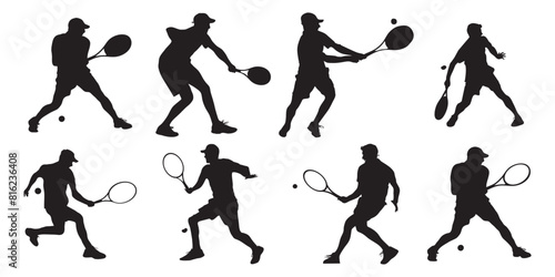 Dynamic Tennis Player Silhouettes: Different Shots Versatile Tennis Player Silhouettes: Varied Shots