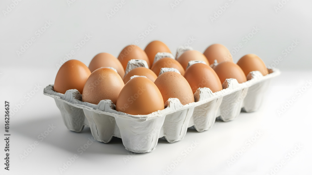 Eggs in carton on white background eggs isolated : Generative AI Eggs in carton on white background eggs isolated : Generative AI