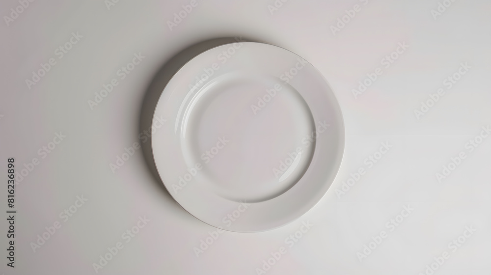 empty white plate on a white background : Generative AI empty white plate on a white background : Generative AI