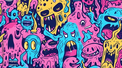 Abstract graffiti cartoon doodle monsters