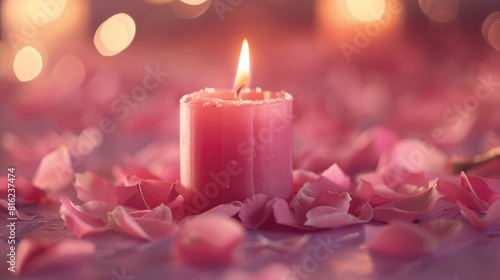 Declaration of Affection on a Candle with a Pink Background