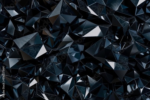 faceted black crystal texture abstract geometric background futuristic scifi style 3d illustration