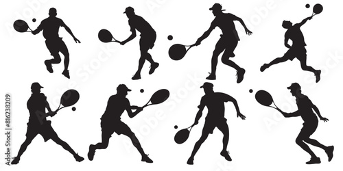 Graceful Tennis Player Silhouettes: Shot Collection