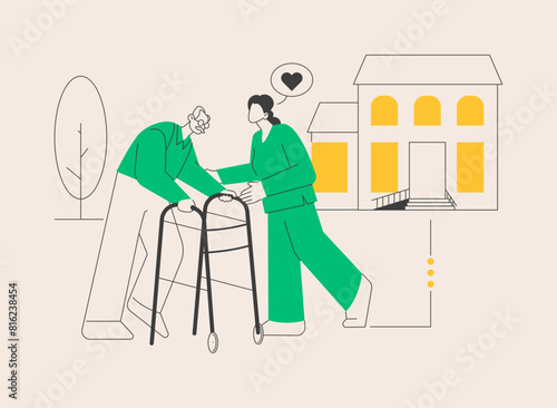 Care for the elderly abstract concept vector illustration.