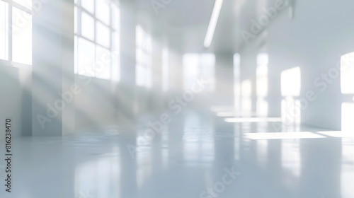 Abstract blurred modern workspace background white indoor interior office or hospital with window and the light with copy space Blurry backgrounds for advertising and business presenta   Generative AI