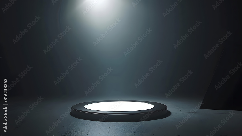 Product showcase with spotlight Black studio room background Use as montage for product display : Generative AI Product showcase with spotlight Black studio room background Use as montage for product display : Generative AI