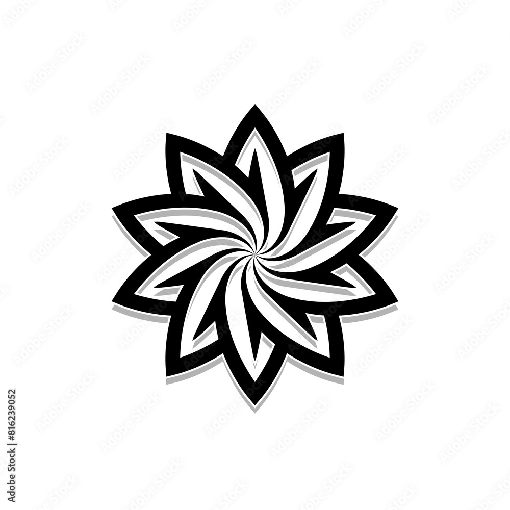 Flower as a logo design. Illustration of a flower as a logo design and as a decoration on a white background