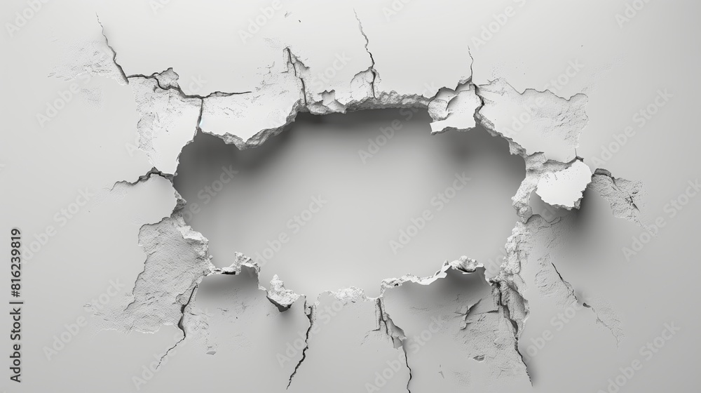 Conceptual breakthrough hole with white background
Conceptual breakthrough hole with white background