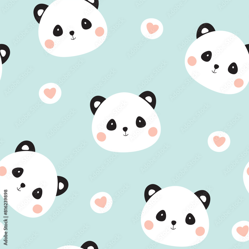 Cute seamless panda pattern. Vector illustration. Cute seamless panda pattern. Vector illustration.