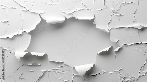 Conceptual breakthrough hole with white background 