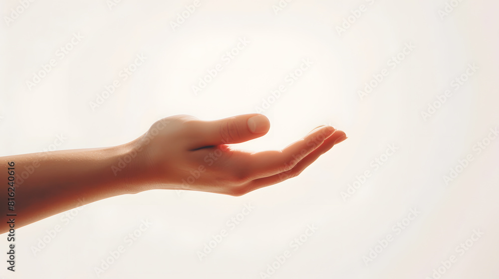 Closeup of empty woman hand isolated on white background with clipping path : Generative AI Closeup of empty woman hand isolated on white background with clipping path : Generative AI