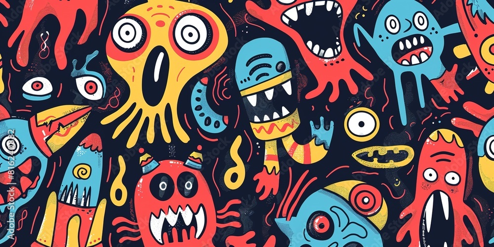 Naklejka premium cartoon alien monsters