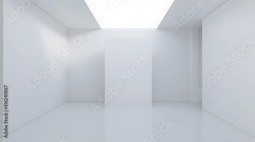 A grand white canvas in a minimalist room is a focal point that encourages reflection   Generative AI