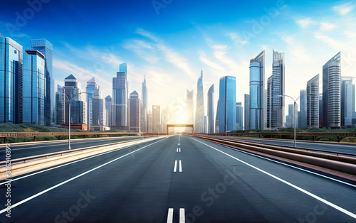 modern empty road at sunset