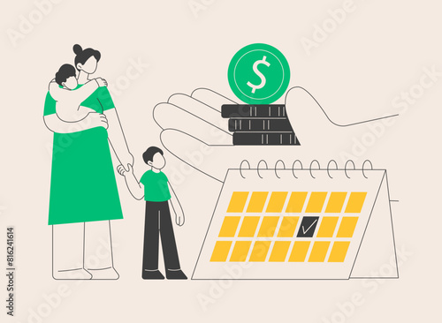 Parental allowance abstract concept vector illustration.