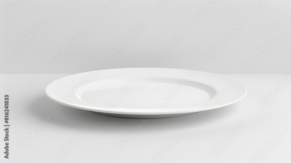 empty white plate isolated on white background : Generative AI empty white plate isolated on white background : Generative AI