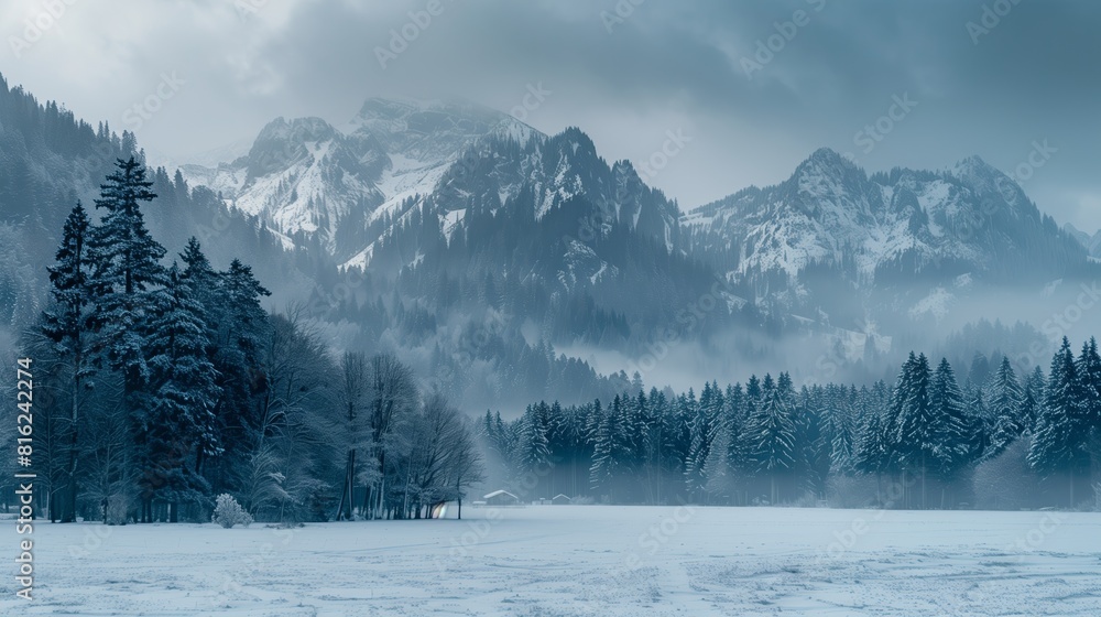 Obraz premium Stunning panorama of snowy landscape in winter in Black Forest - winter wonderland 
