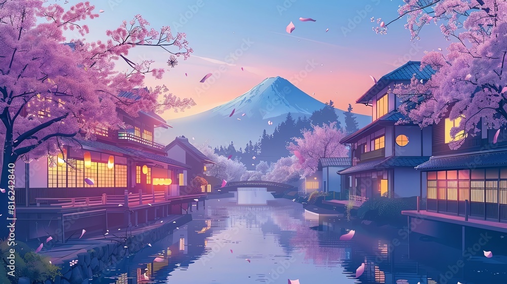 Fototapeta premium House in Tokyo city Japan, anime comic art style