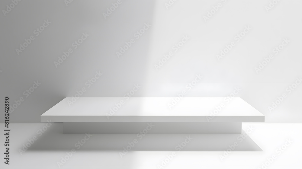 Empty white table top mock up white desk and white background : Generative AI Empty white table top mock up white desk and white background : Generative AI
