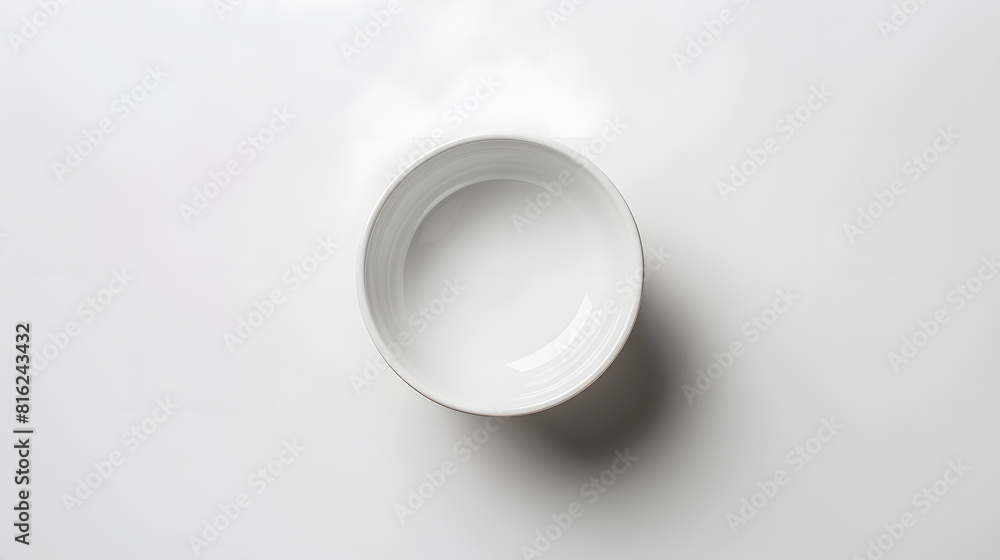 Top view of white empty ceramic dip bowl isolated on white : Generative AI Top view of white empty ceramic dip bowl isolated on white : Generative AI
