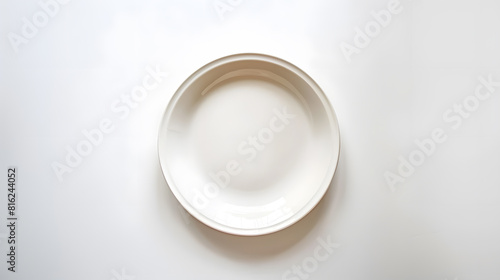 Clean empty ceramic plate isolated on white   Generative AI
