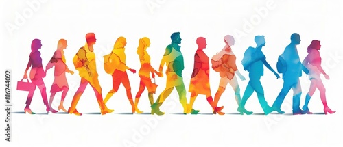 People of all backgrounds walking together  embodying an inclusive business mindset that values dignity and respect for everyone