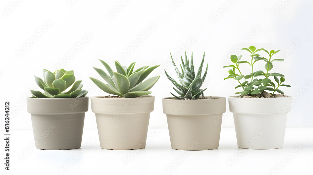 Empty plant pots isolated on white background and clipping path White pots : Generative AI Empty plant pots isolated on white background and clipping path White pots : Generative AI