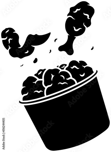 food illustration chicken silhouette fast logo meal icon rotisserie outline rice meat plate spicy junk fried lunch restaurant dinner shape eat crispy cooked for vector graphic background