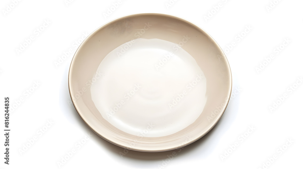 Empty trendy handmade ceramic dish tablewares Round empty plate dark Pastel Cream Beige texture vintage classic pattern isolate on white background top view cut out : Generative AI Empty trendy handmade ceramic dish tablewares Round empty plate dark Pastel Cream Beige texture vintage classic pattern isolate on white background top view cut out : Generative AI