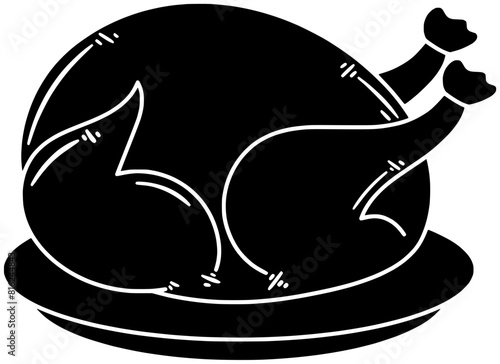 rotisserie illustration french silhouette food logo chicken icon fast outline meal rice meat plate spicy junk fried lunch restaurant shape dinner eat crispy for vector graphic background