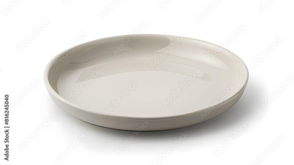 Empty ceramic round plate isolated on white background with clipping path : Generative AI Empty ceramic round plate isolated on white background with clipping path : Generative AI