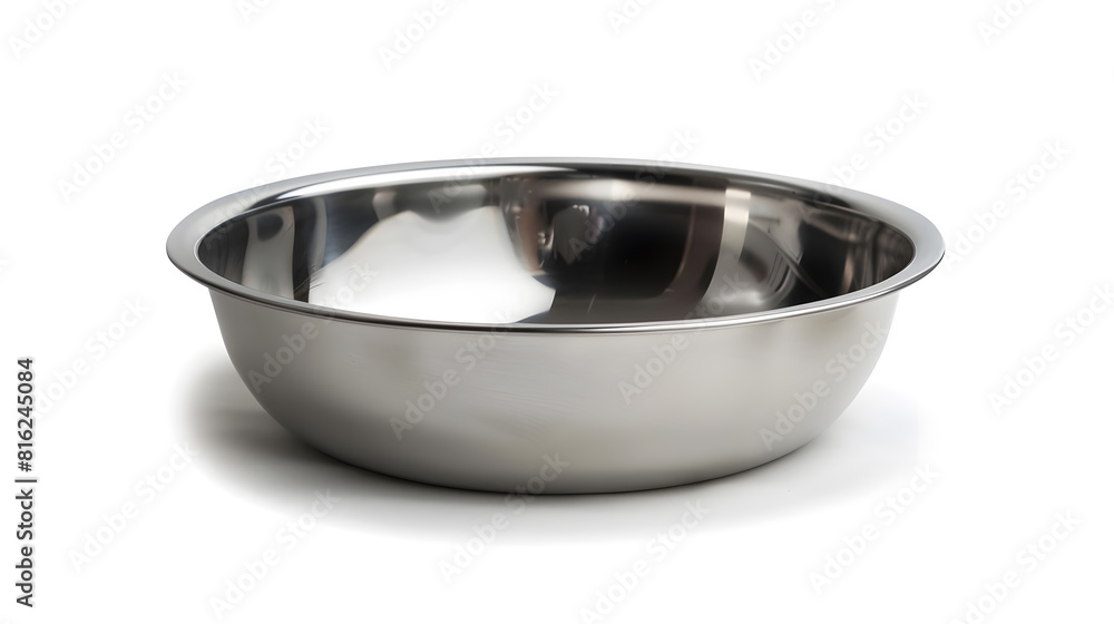 Metal empty pet bowl isolated on white background : Generative AI Metal empty pet bowl isolated on white background : Generative AI