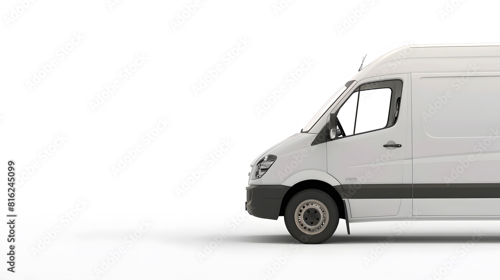 Delivery van side view isolated on a white background Side view of a modern cargo shortbase minibus : Generative AI Delivery van side view isolated on a white background Side view of a modern cargo shortbase minibus : Generative AI