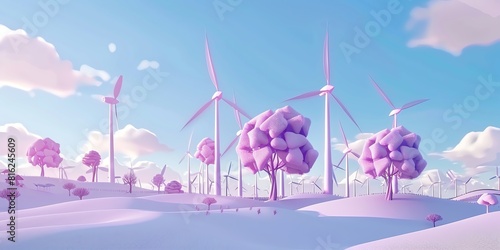 environment, flat design, massive wind farm development to stop climate change