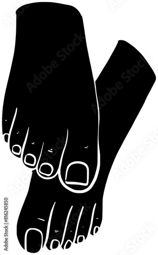 foot illustration manicure silhouette brush logo beauty icon polish outline nail female pedicure care salon fashion cosmetic woman bottle shape glamour hand spa for vector graphic background
