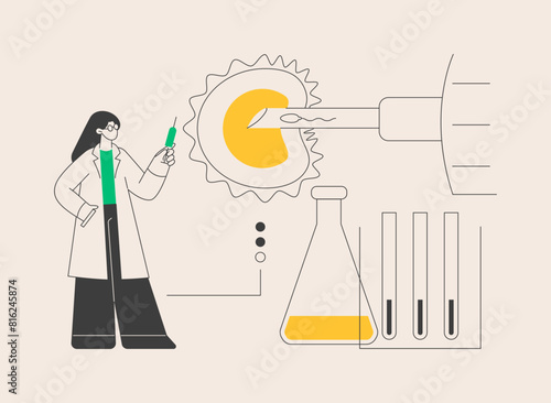Test tube fertilization abstract concept vector illustration.