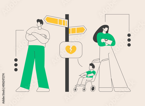 Child custody abstract concept vector illustration.