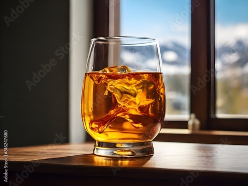 glass of whiskey on the rocks