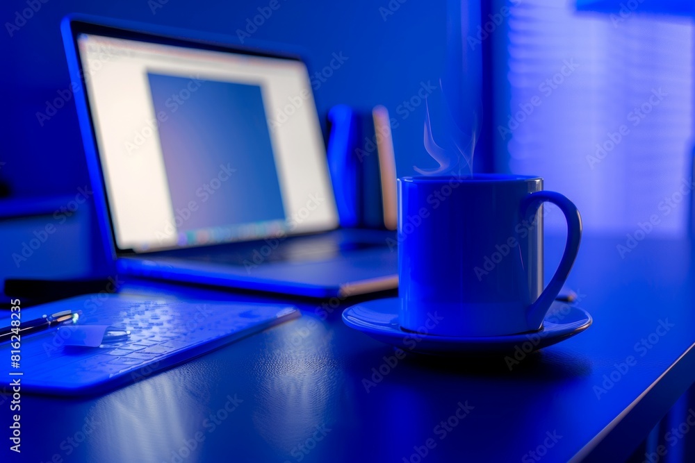 Coffee cup and laptop for business, Selective focus on coffee. Coffee cup and laptop for business, Selective focus on coffee.