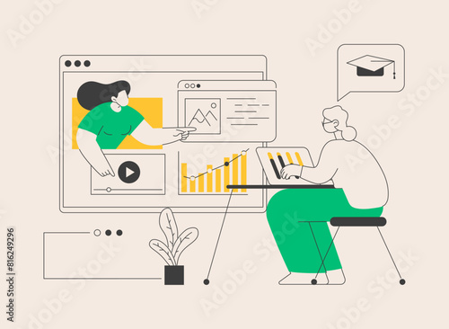 Online learning for seniors abstract concept vector illustration.
