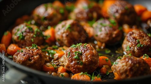 Meatballs with lentils. Generative AI