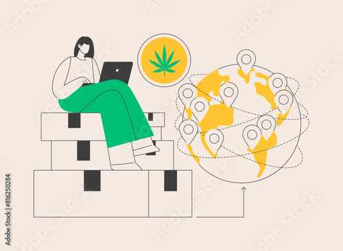 Distribution of hemp products abstract concept vector illustration.