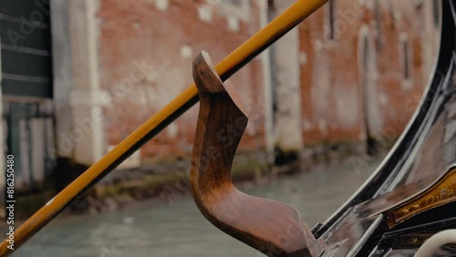 Close-Up Of Gondola Oar And Forcola photo