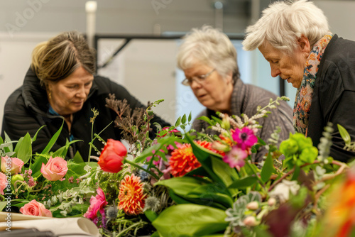Elderly European Women Chooses Bouquets of Flowers in a Flower Shop © Nikki AI