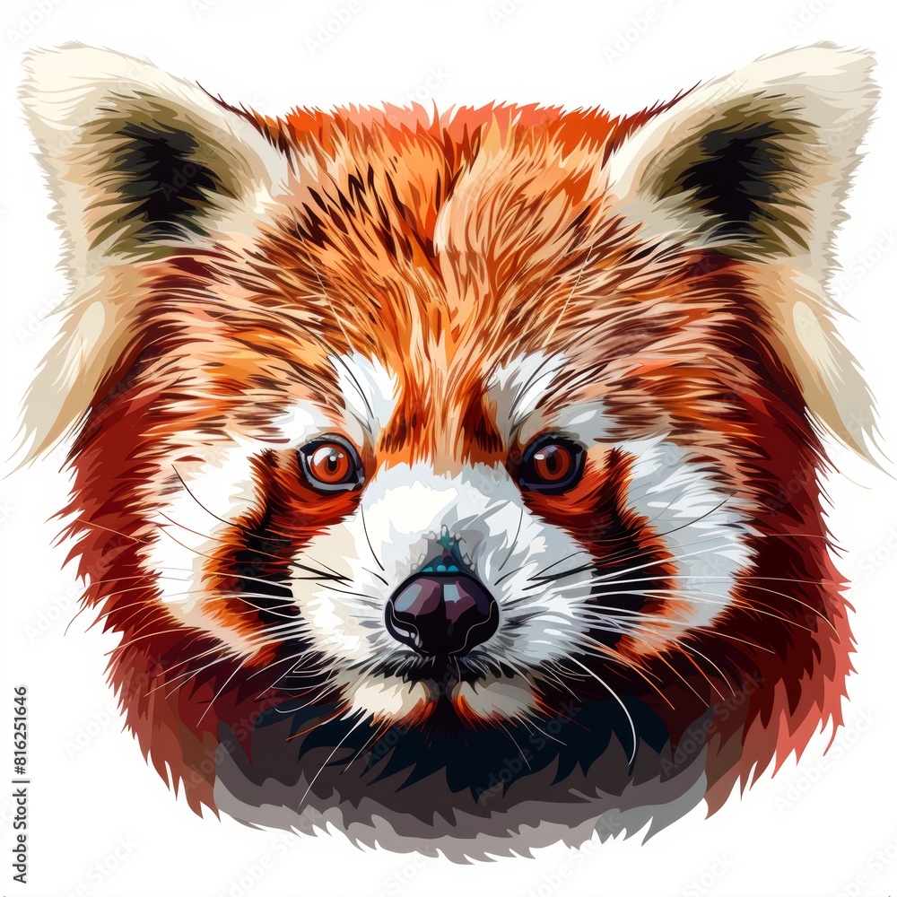Obraz premium Portrait of red panda Ailurus. Vector illustration.