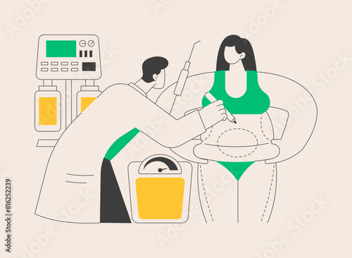 Liposuction abstract concept vector illustration.